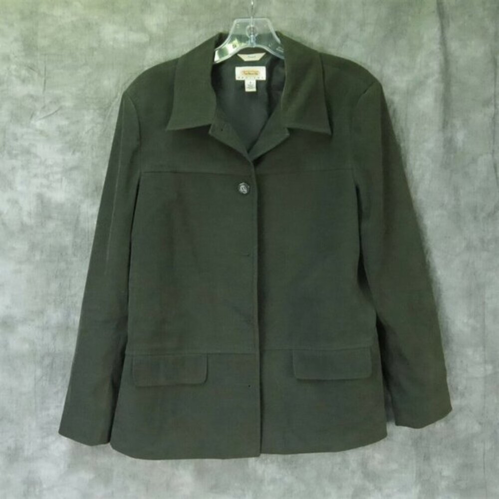 EUC‎ Talbots Petites VINTAGE Green SUIT JACKET Size S STRETCH vtg S-8762